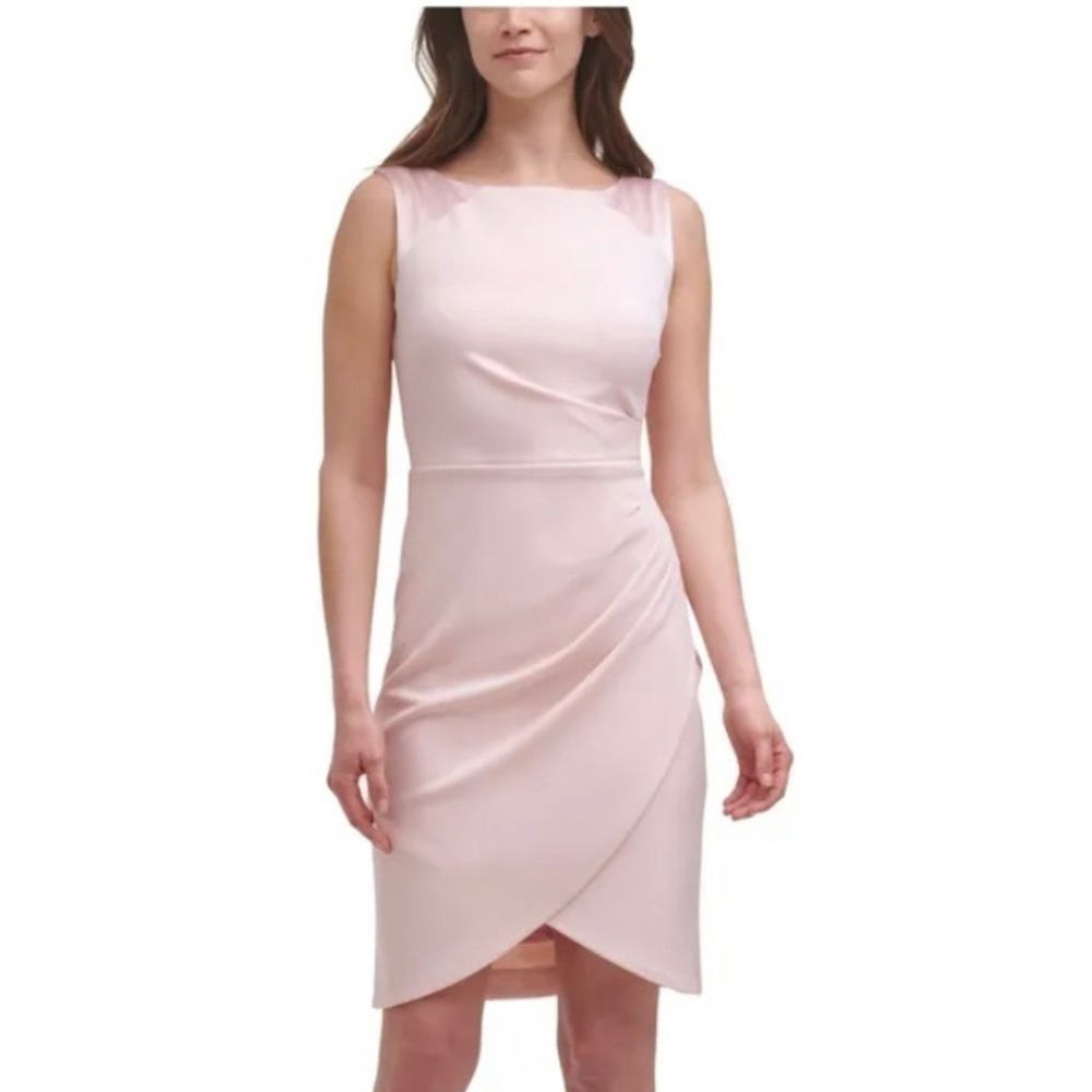 HARPER ROSE Tulip Hem Scuba Crepe Sleeveless Sheath Dress in Blush Size 2 - Picture 2 of 4
